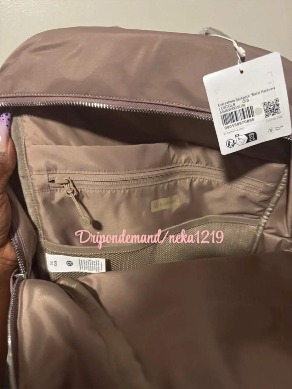 Lululemon Everywhere Backpack 22L Metal Hardware- Ashen Rose/Wacky Khaki/Silver
